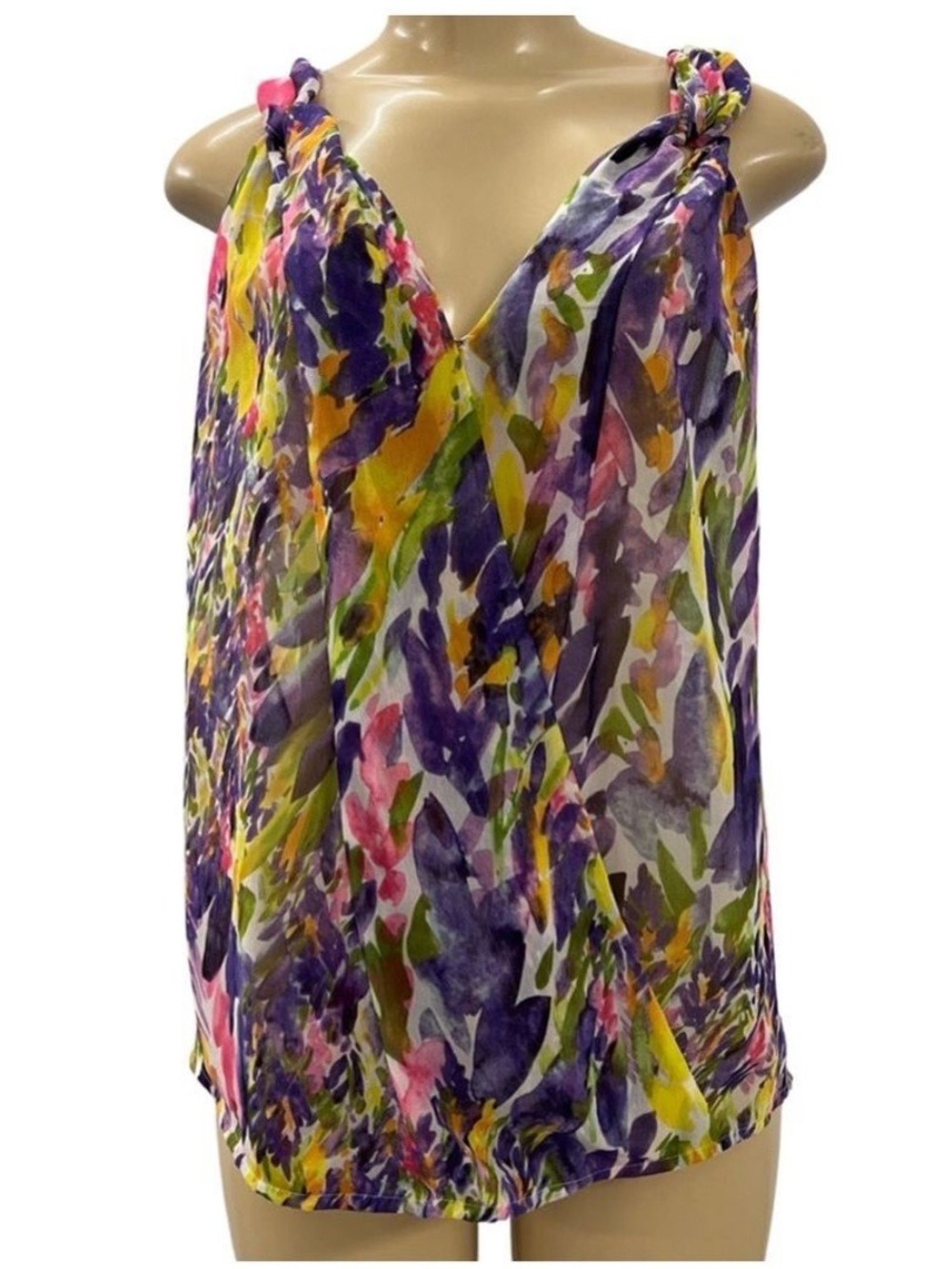 Cabi Print Sleeveless Top Runs Large